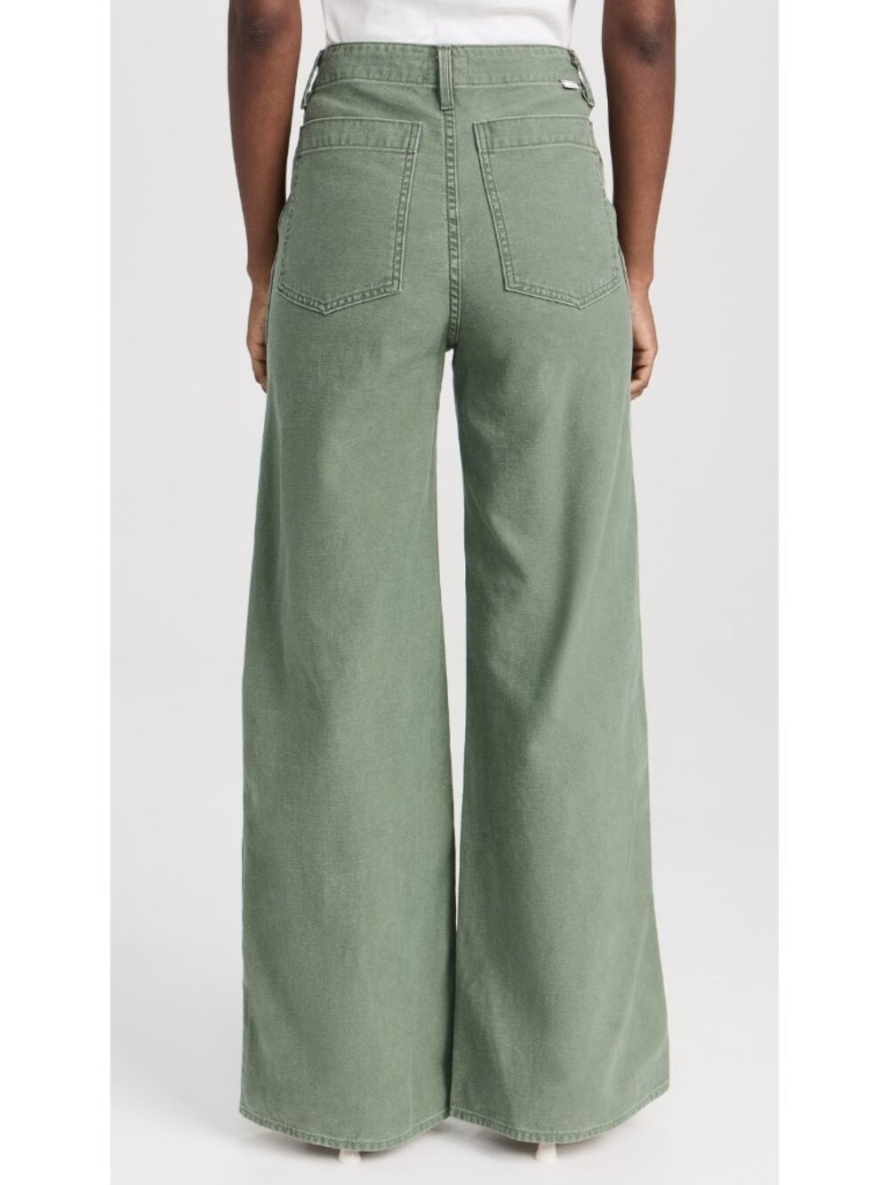 MOTHER The Major Roller Sneak Women High Waist Wide Leg Pants Green Sz 27 / US 4 - Picture 2 of 7